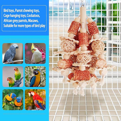 Bird Toys, Natural Corn Stick Parrot Toys Hanging in Bird Cages，for Small and Medium-Sized Macaws,African Grey,Cockatoos,Cockatiel,Sun Conure，Amazon Parrots