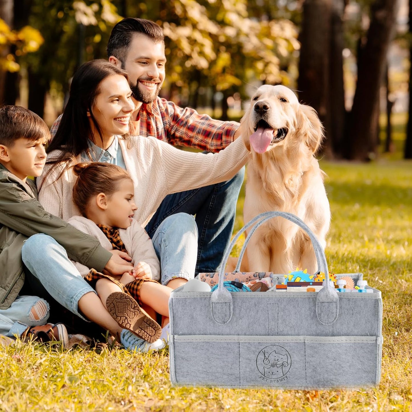 Felt Pet Dog Grooming Bag,Dog Storage Organizer for Grooming Supplies,Portable Tote Organizer for Pet Stuff,Ideal for Dog Cat Toys,Blanket, Shampoo,Trimmer,Clipper,Combo,Brush