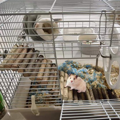 2PCS Rat Bendy Long Suspension Bridges, Hamster Bridge Wooden Ladder Bendable Flexible Tunnel Natural Climbing Ladder Chews Toys for Rodents Mouse Dwarf Hamster（15.7×3.9''+7.9×3.9'' Brown）