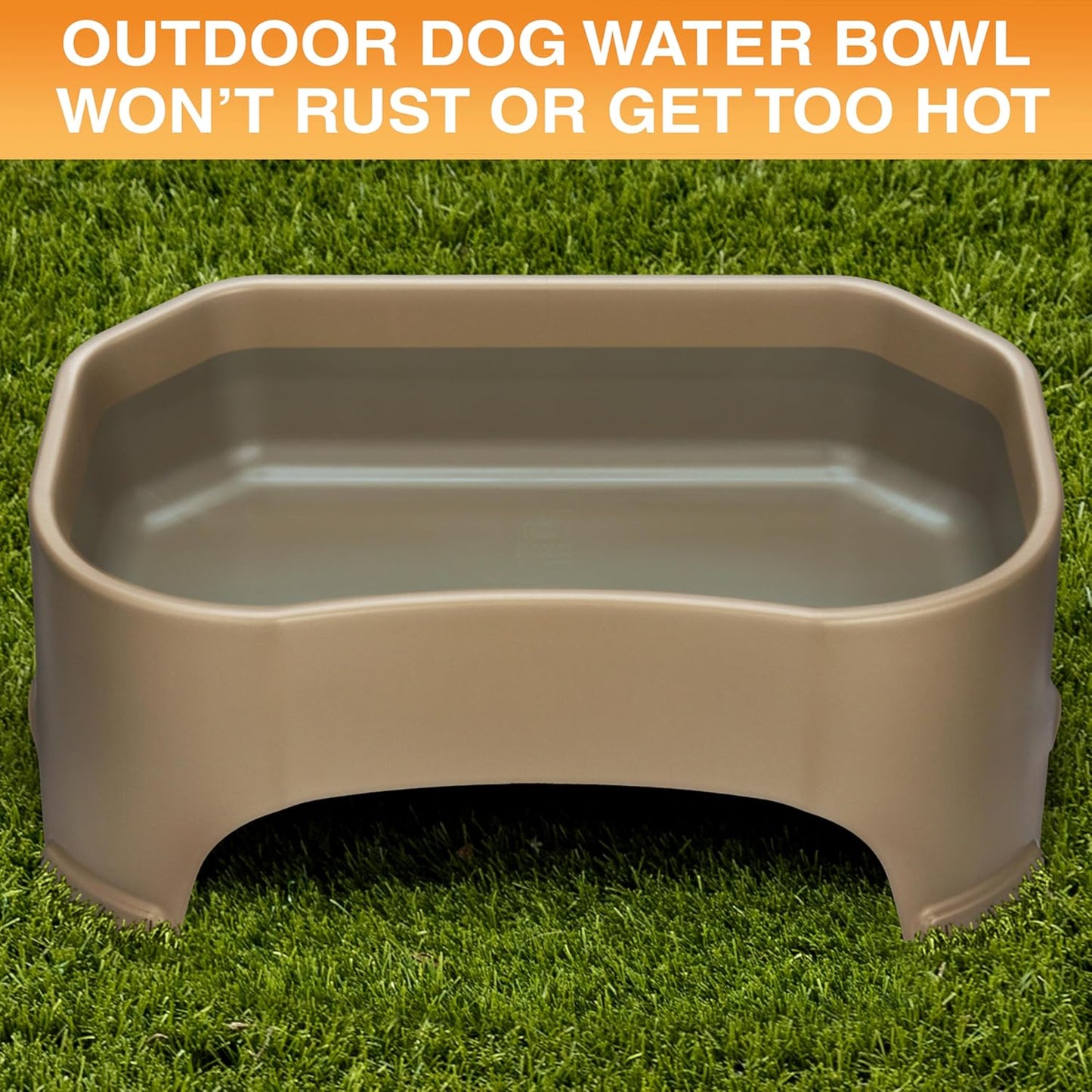 Neater Pet Brands Extra Large Water Bowl for Dogs, Outdoor Dog Water Bowl (2.25 Gallon Extra-Large Capacity), Big Trough Style Food Dish for Indoors or Outside, No Spill Large Dog Bowls, Champagne