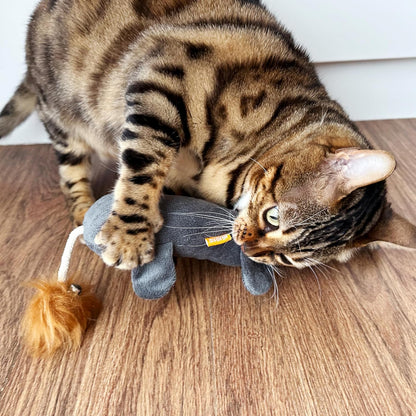 TTcat Catnip Silvervine Matatabi Pillow for Cats Kittens,Crinkle Sound Toy,Cat Kicker Toy,Large Size Cat Soothing Plush Pillow (Mouse).