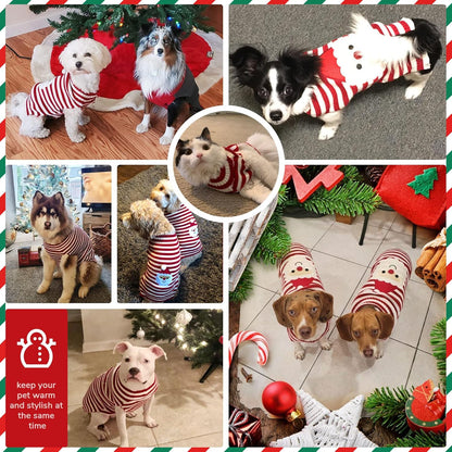 PETCARE Santa Dog Sweater Christmas Funny Cute Red Striped Cat Sweater Vest Pet Holiday Dog Clothes Puppy Sweaters for Small Medium Large Dogs Cats Fall Winter Outfits Xmas Dogs Costume,XX-Large