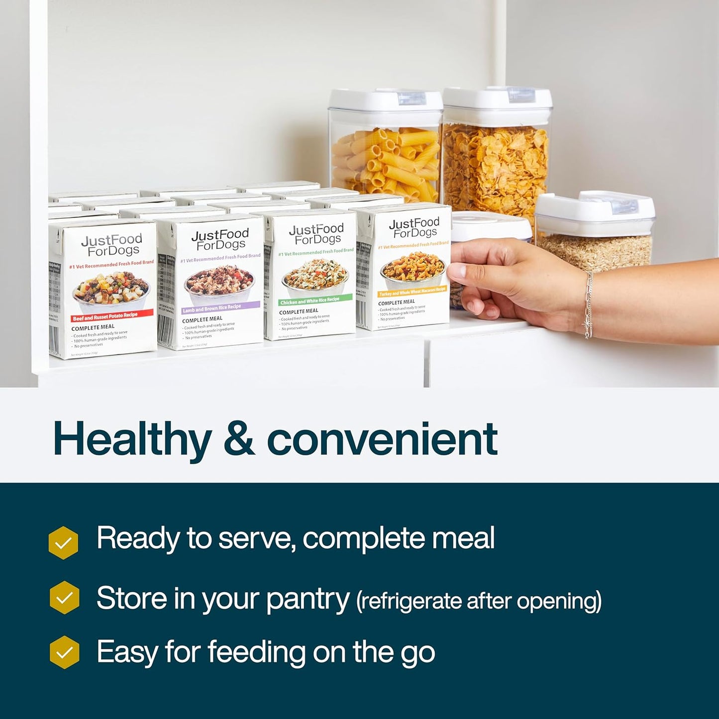 JustFoodForDogs Pantry Fresh Wet Dog Food, Complete Meal or Topper, Chicken & White Rice Human Grade Recipe - 12.5 oz (Pack of 6)