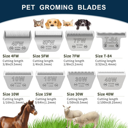 7FW Wide Pet Dog Grooming Detachable Blades,Compatible with Andis,Oster A5,Wahl KM10 Clippers,Cut Length 1/8"(3.2mm)