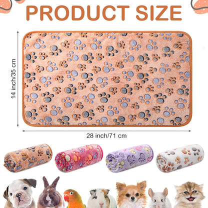 Tudomro 8 Pcs Guinea Pig Blankets Absorbent Washable Animal Fleece Bedding Cage Liners Waterproof Reusable Pet Pee Sleep Mat Pad Cover for Chinchilla Hamster Ferret(Paw,14 x 28 Inch)
