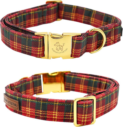 Elegant little tail Dog Collar, Christmas Red Plaid Pet Collar Cute Dog Collars Male or Female Pet Gift Adjustable Dog Collar for Small Dogs