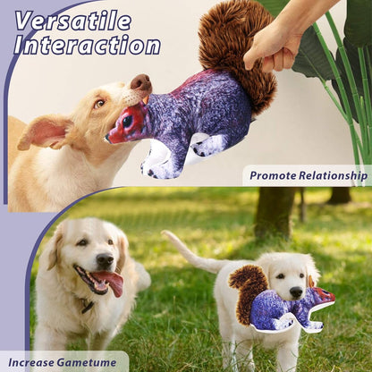 Dog Toy Squirrel, Squeaky with Soft Fabric for Small, Medium, and Large Dogs Daily Companionship, Training Reward Gift