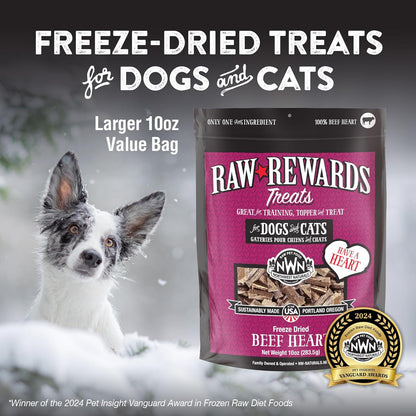Northwest Naturals Raw Rewards Freeze-Dried Beef Heart Treats for Dogs and Cats - Bite-Sized Pieces - Healthy, 1 Ingredient, Human Grade Ingredient, All Natural, Proudly Made in USA, 10 Oz (Pack of 3)