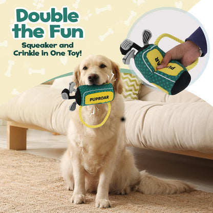 Golf Dog Toy – Funny Dog Christmas & Birthday Gift with Squeaker Rope & Crinkle, Fun & Interactive Puppy Present & Stocking Stuffer