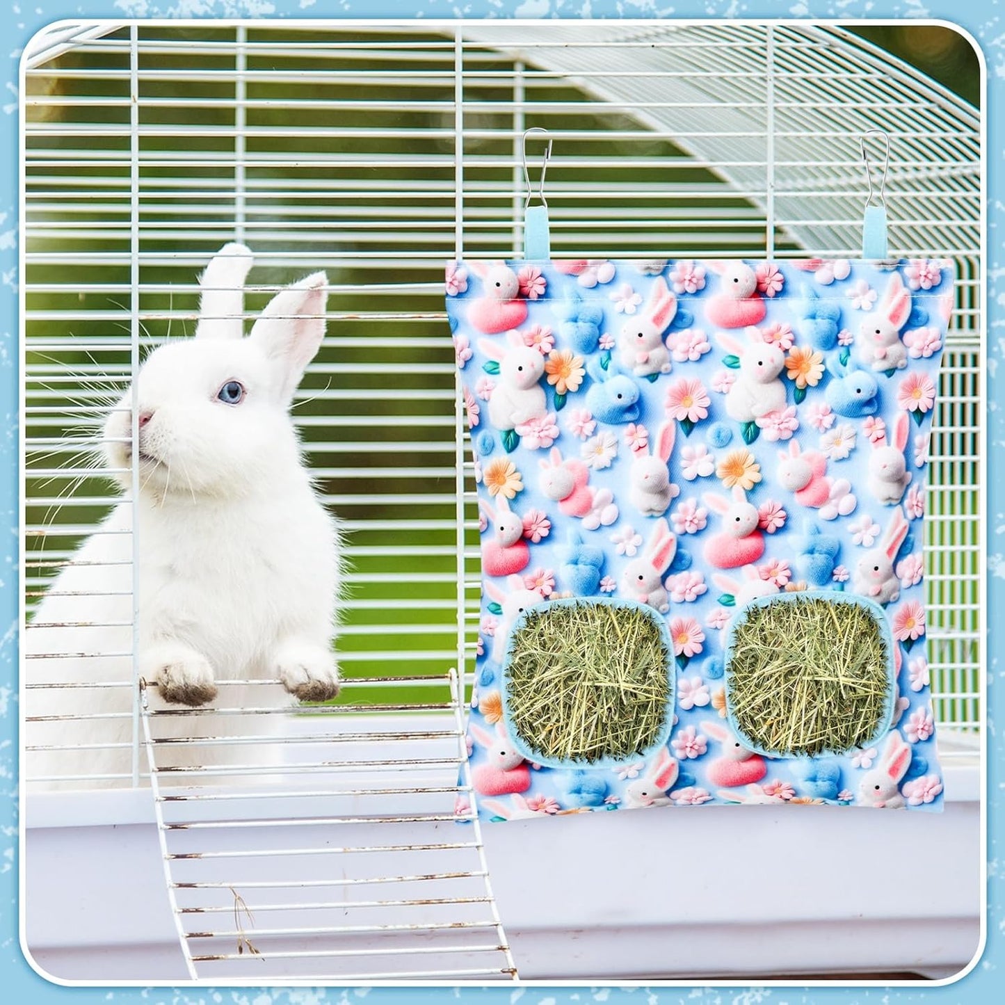 UPINS 2 Pack Rabbit Hay Feeder, Guinea Pig Hay Bag for Guinea Pig Cage Hay Feeder for Bunny Rabbits Animals Small Pets and Chinchillas Hamsters