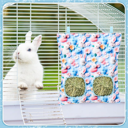UPINS 2 Pack Rabbit Hay Feeder, Guinea Pig Hay Bag for Guinea Pig Cage Hay Feeder for Bunny Rabbits Animals Small Pets and Chinchillas Hamsters