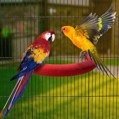 U Shape Parrot Perch Stand Toy Bird Platform Sand Paw Grinding Clean Stick Exercise Conure Budgie Cockatiel Cage Accessories (Red)