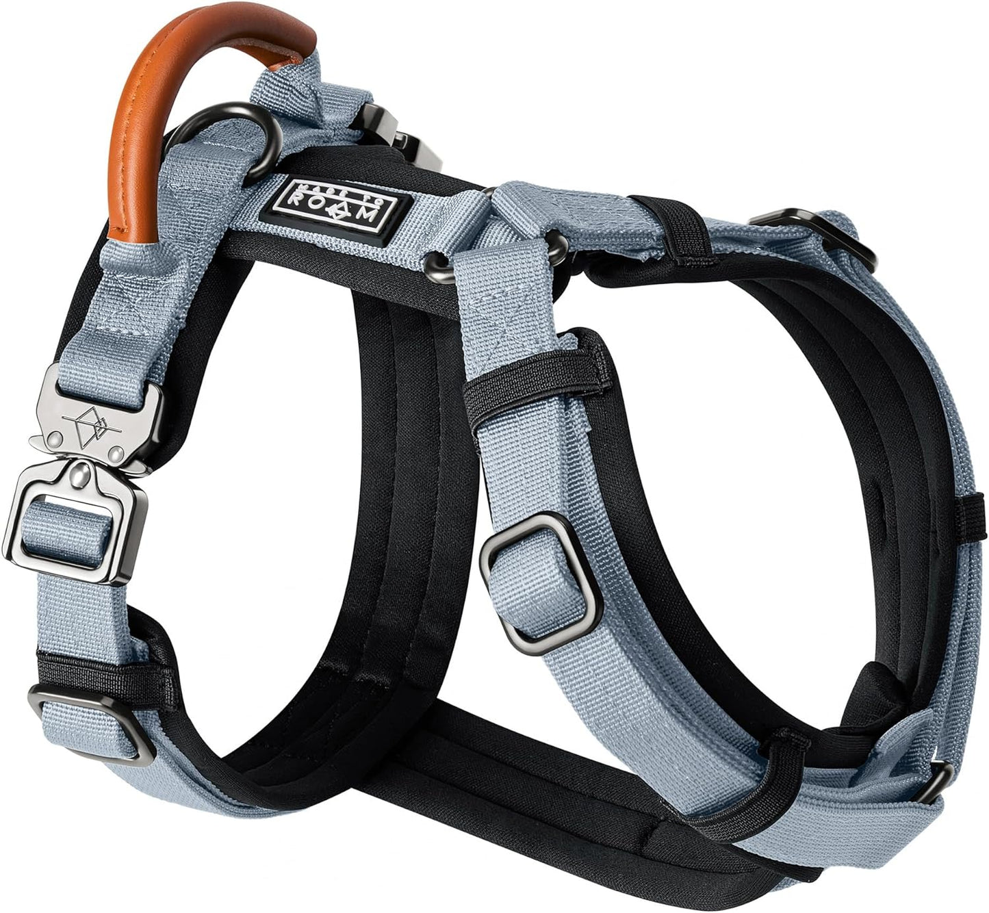 MADE TO ROAM Premium Explorer Harness - Y-Shaped Dog Harness with Adjustable Durable Nylon, Soft Padding, Metal Buckles and Leather Handle for Small, Medium, Large Dogs (Virginia Mountains, Size 1)