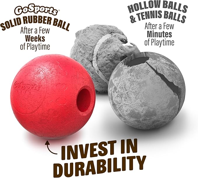 GoSports Pets Solid Rubber Dog Balls - Heavy Duty for Aggressive Chewers - 3 Pack, 2.5 Inch