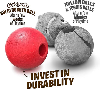 GoSports Pets Solid Rubber Dog Balls - Heavy Duty for Aggressive Chewers - 3 Pack, 2.5 Inch
