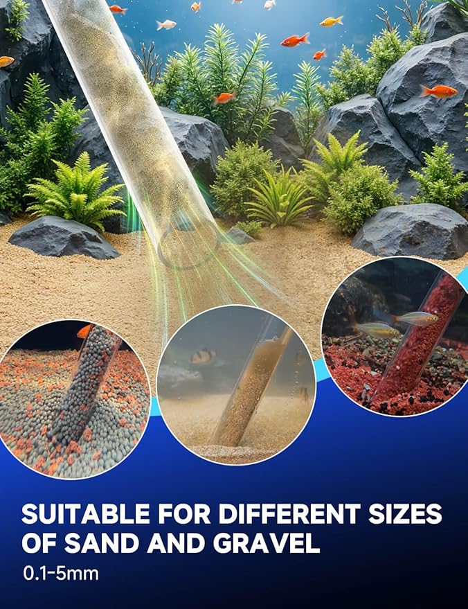 VIPASKA Electric Aquarium Gravel Cleaner Kit with High Pressure Strong Suction, 6-in-1 Multifunction Fish Tank Vacuum Cleaner and Water Changer for Aquarium, Gravel Vacuum with Sand Filter Tools