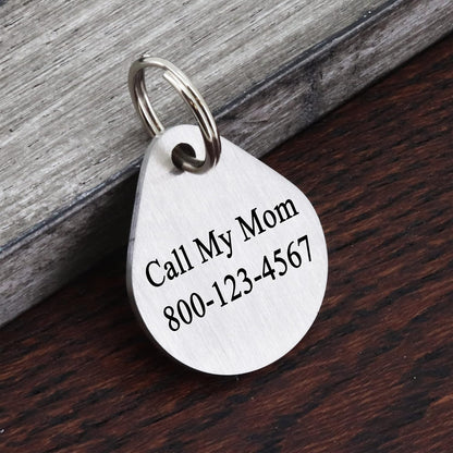 Ultra Joys Cat ID Tag Personalized Pet Tags, Durable Stainless Steel Small Pet Mini Dog Cat Tag Lightweight -Teardrop Tag in Gold