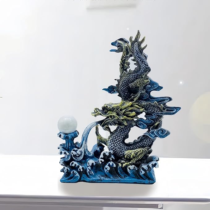 Bearded Dragon Tank Accessories, Fish Tank Decoration, Resin Accessories, for Betta Fish & Shrimp,Improvement Your Fish Tank Overall Aesthetic Dragons Decoration (Dragons 7.5"x7.1"x2.5")