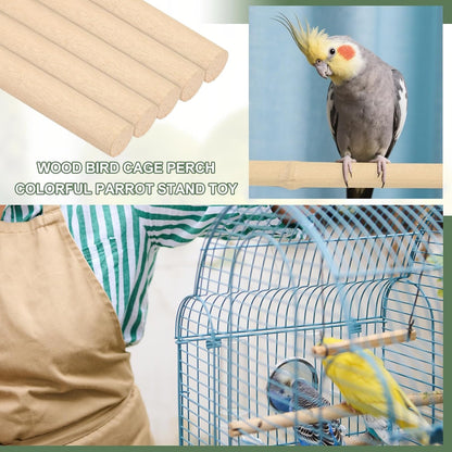 Parrot Perch, Wooden Parrot Perch Stand Toy, Paw Grinding Stick, Bird Cage Accessories, 10 Sizes (Wood Color, 10 Pcs) Birds Toys Intended for Cage/Parakeets/Conure/Budgie