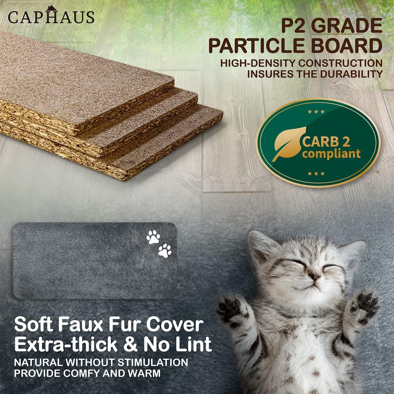 CAPHAUS Tall Cat Tree for Indoor Cats, Modern Cute 70-Inch Climbing Play Tower with Top Perch Large Cats Kittens, Multi-Level Activity w Scratching Posts, Hammock, Cave Condo, Smoky Grey