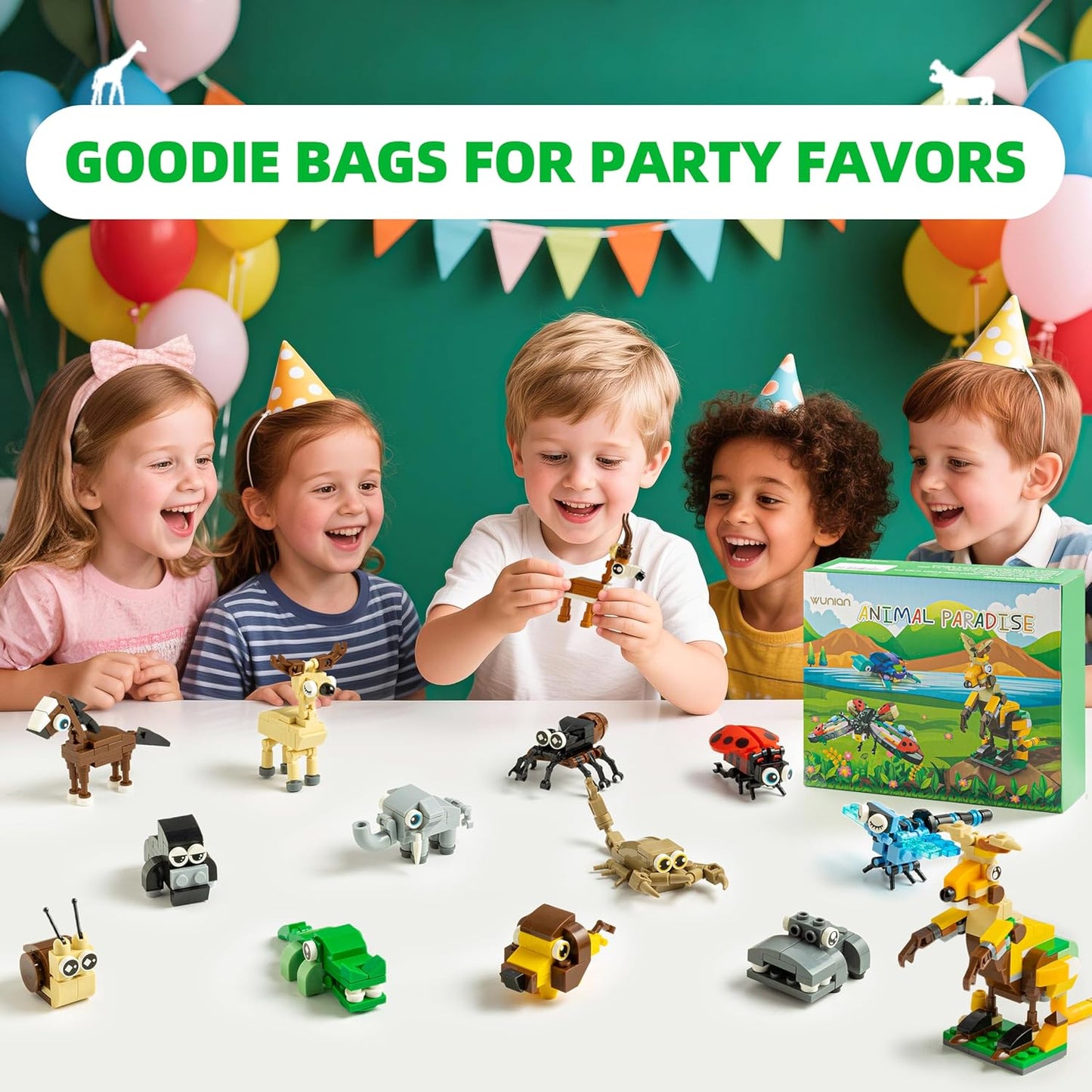 30 Packs Party Favors for Kids, 888 PCS Animal Building Blocks Mini Sets Party Favors for Goodie Bags Stuffers Classroom Prizes Return Gifts Birthday Bulk Gifts for Boys Girls Student Ages 6+