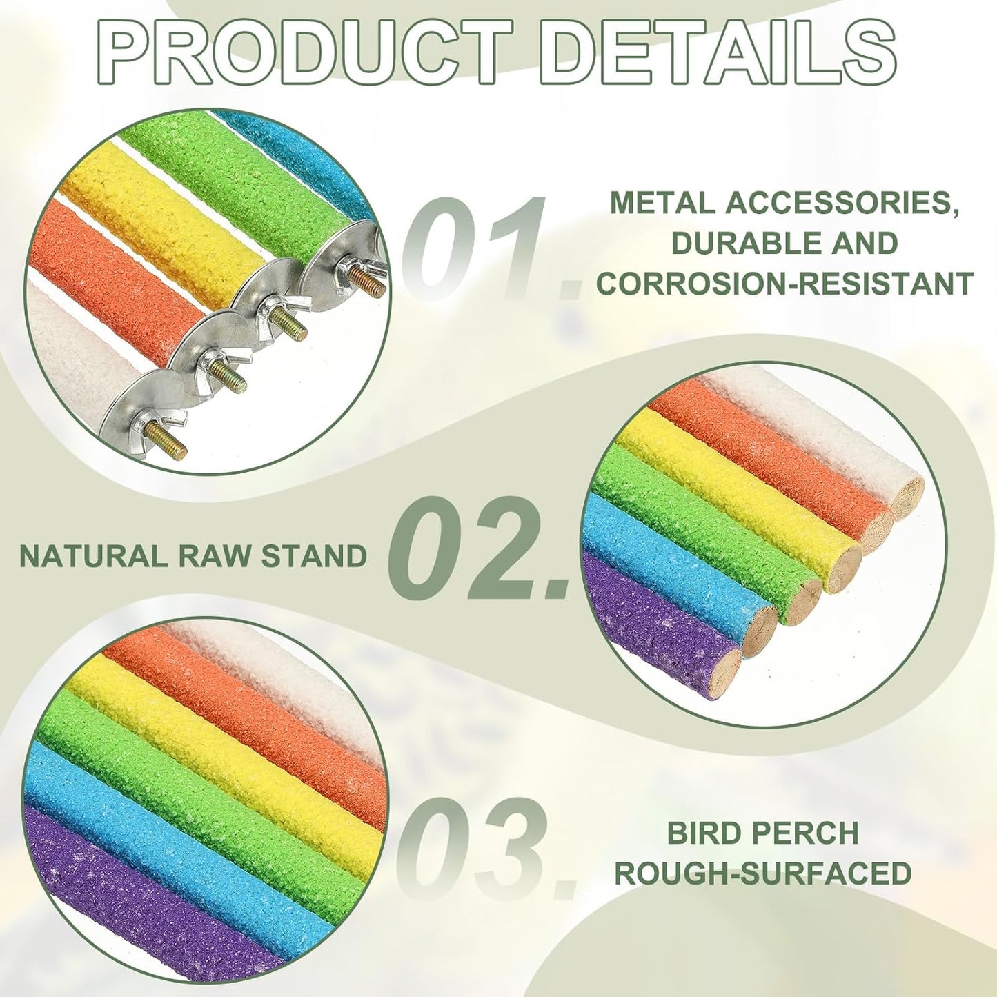 Parrot Perch, Wooden Parrot Perch Stand Toy, Paw Grinding Stick, Bird Cage Accessories, 4 x 0.8in (6 Colors, 6 Pcs) Birds Toys Intended for Cage/Parakeets/Conure/Budgie