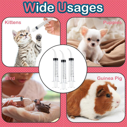 12 Pieces Baby Bird Feeding Syringe 12 ml Pet Liquid Feeding Syringes Kitten Feeder for Small Dogs Cats Puppy Kitten and Other Small Animal Feeding Supplies