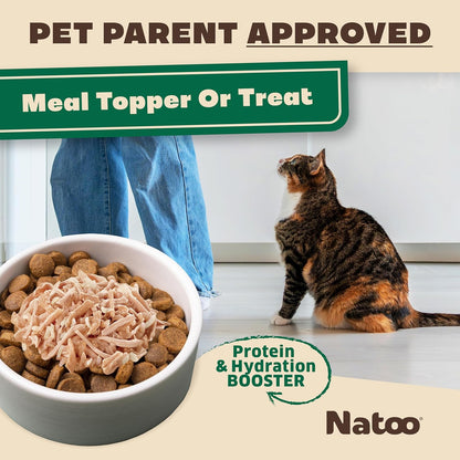 NATOO Cat Food Topper for Picky Eaters & Healthy Soft Cat Treat (Chicken & Brown Rice in Broth), Wet Food with Gravy, High Protein & Limited Ingredient, 2.4 oz (Case of 20)