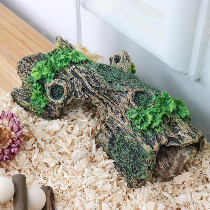 Oooct Hermit Crab Climbing Toy, Aquarium Betta Fish Hideout Caves, Resin Hollow Tree Trunk Ornament, Tank or Aquarium Decorations, Climbing and Hide Toy for Reptile Lizard Newt Hermit Crab