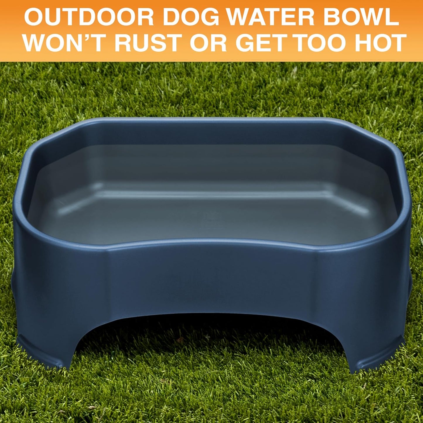 Neater Pet Brands Extra Large Water Bowl for Dogs, Outdoor Dog Water Bowl (2.25 Gallon Extra-Large Capacity), Big Trough Style Food Dish for Indoors or Outside, No Spill Large Dog Bowls, Dark Blue