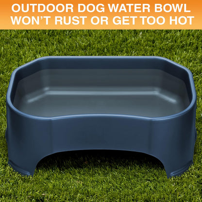 Neater Pet Brands Extra Large Water Bowl for Dogs, Outdoor Dog Water Bowl (2.25 Gallon Extra-Large Capacity), Big Trough Style Food Dish for Indoors or Outside, No Spill Large Dog Bowls, Dark Blue
