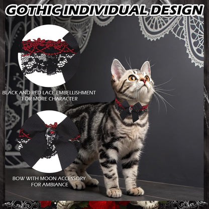 EXPAWLORER Cat Collar Breakaway,Adjustable Soft Velvet Cat Collar with Cross Accessory and Bell,Safety Quick Release Gothic Style Pet Collar for Cat,Kitten,Small Dog