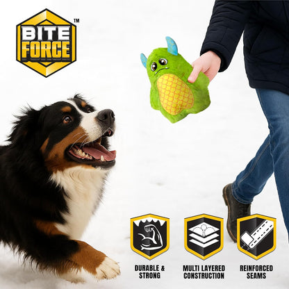 Bite Force Dog Toy - Large Durable & Strong Plush Green Monster Dog Toy, Kevlar-Reinforced for Aggressive Chewers