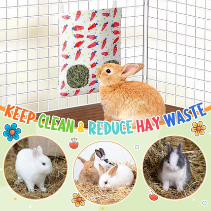 UPINS 2 Pack Guinea Pig Hay Feeder,Rabbit Hay Bag Hanging Hay Holder for Guinea Pig Cage Hay Feeder for Bunny Rabbits Chinchillas Hamsters Small Pets and Animals