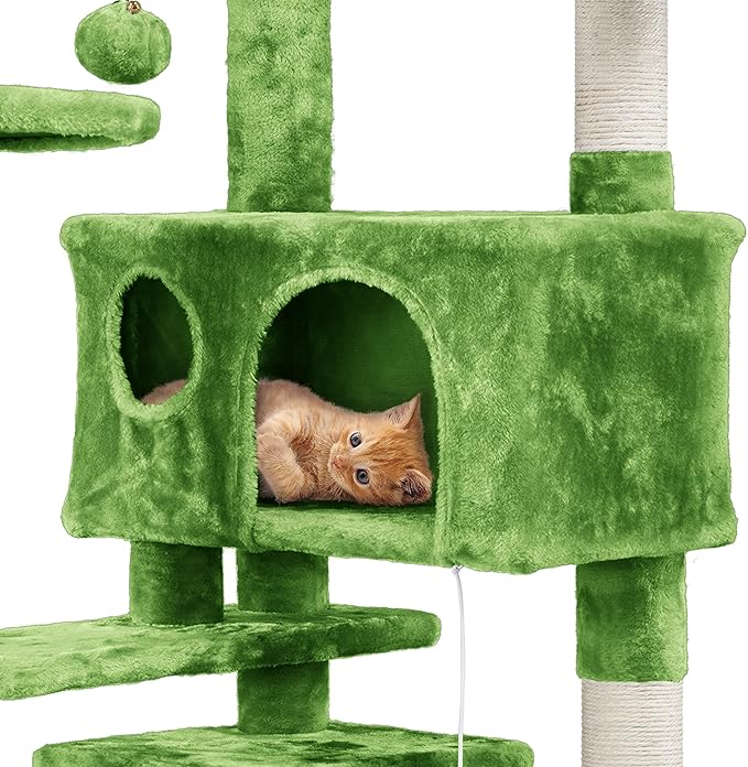 Yaheetech Cat Tree - 54in Tower with Condo, Scratching Posts & Balls, Perfect for Kittens
