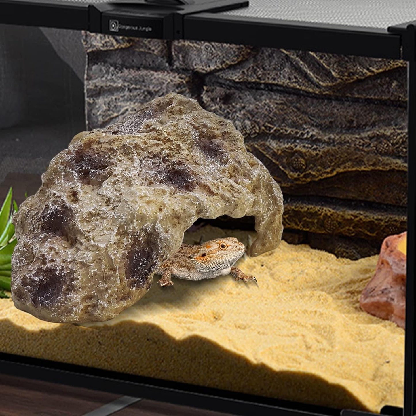 Hamiledyi Reptile Simulation Rock Cave Hideouts Reptile Hide Resin Leopard Gecko Hide Bearded Dragon Hideout Terrarium Decor for Turtles Snakes Gecko Hermit Crab Ball Pythons (S)