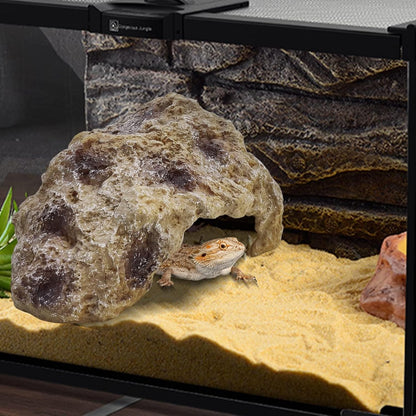 Hamiledyi Reptile Simulation Rock Cave Hideouts Reptile Hide Resin Leopard Gecko Hide Bearded Dragon Hideout Terrarium Decor for Turtles Snakes Gecko Hermit Crab Ball Pythons (S)