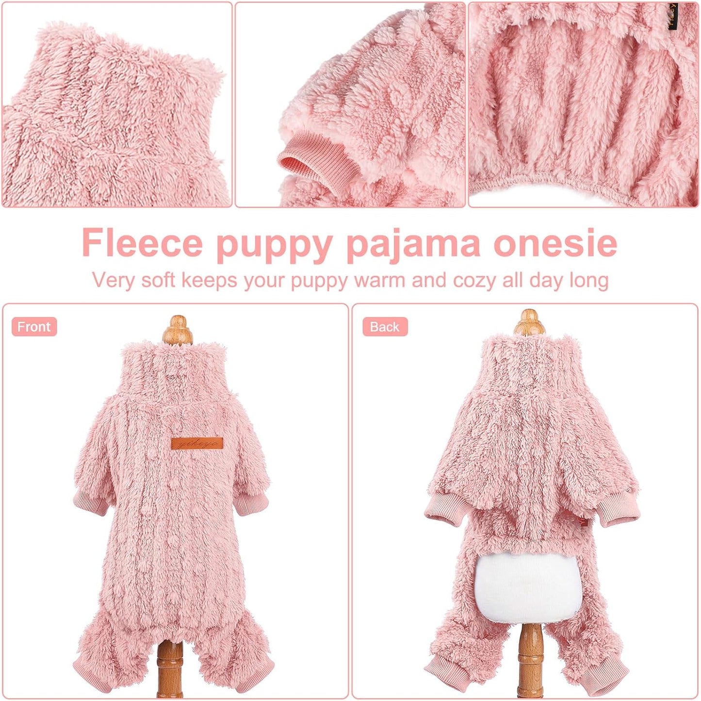 Dog Sweater for Small Dogs, XXS Dog Sweaters Turtleneck Doggie Pajamas Jumpsuits, Small Doggy Clothes Girl Boy, Cold Weather Puppy Onesie Outfits Yorkie Chihuahua Apparel,Light Pink, S