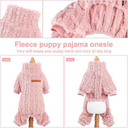 Dog Sweater for Small Dogs, XXS Dog Sweaters Turtleneck Doggie Pajamas Jumpsuits, Small Doggy Clothes Girl Boy, Cold Weather Puppy Onesie Outfits Yorkie Chihuahua Apparel,Light Pink, S