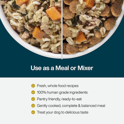 JustFoodForDogs JustFresh Wet Dog Food, Fresh Pet Meals and Toppers with No Preservatives, Resealable Package, Human Grade, Home-Cooked Turkey, 12 oz - 7 Pack