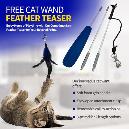 Pet Fit For Life Extra Large Cat Carrier for Travel - Foldable & Portable Collapsible Kennel with Litter Box, Feather Toy & Water/Food Bowl - Ideal for Cars, Long Trips & Indoor Cats - Blue Checkers