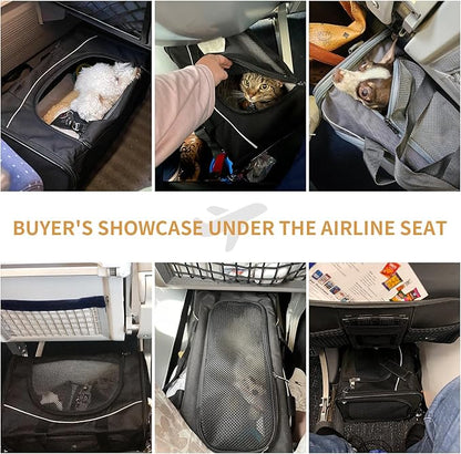 ‌Petsfit Airline Approved Pet Carrier for Small Dogs & Cats, 18x8x11 TSA Approved Carrier, with Removable Dual-Sided Padding (2-Way Placement) - Fits Under Most Airplane Seats, Escape Proof (Black)