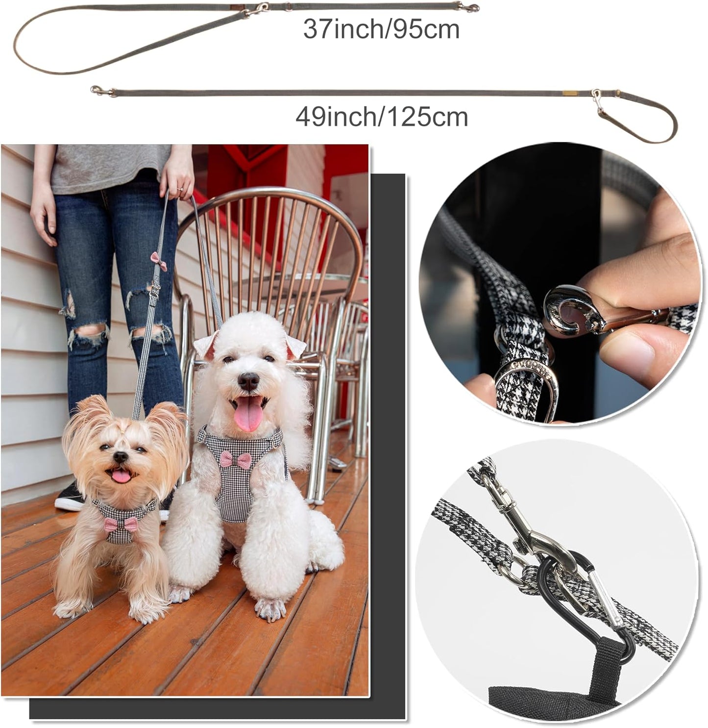 Puppytie No Pull Small Dog Harness with Multifunction Dog Leash,Lightweight Soft Adjustable No Choke Escape Proof Pet Harness Vest Pet Harness Vest,Knitted Black-White,S