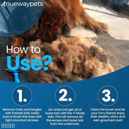 Reduce Shedding with The Original FureverBrush® by NuewayPets - Pro Undercoat Grooming Tool For Dogs | Deshedding and Dematting Tool