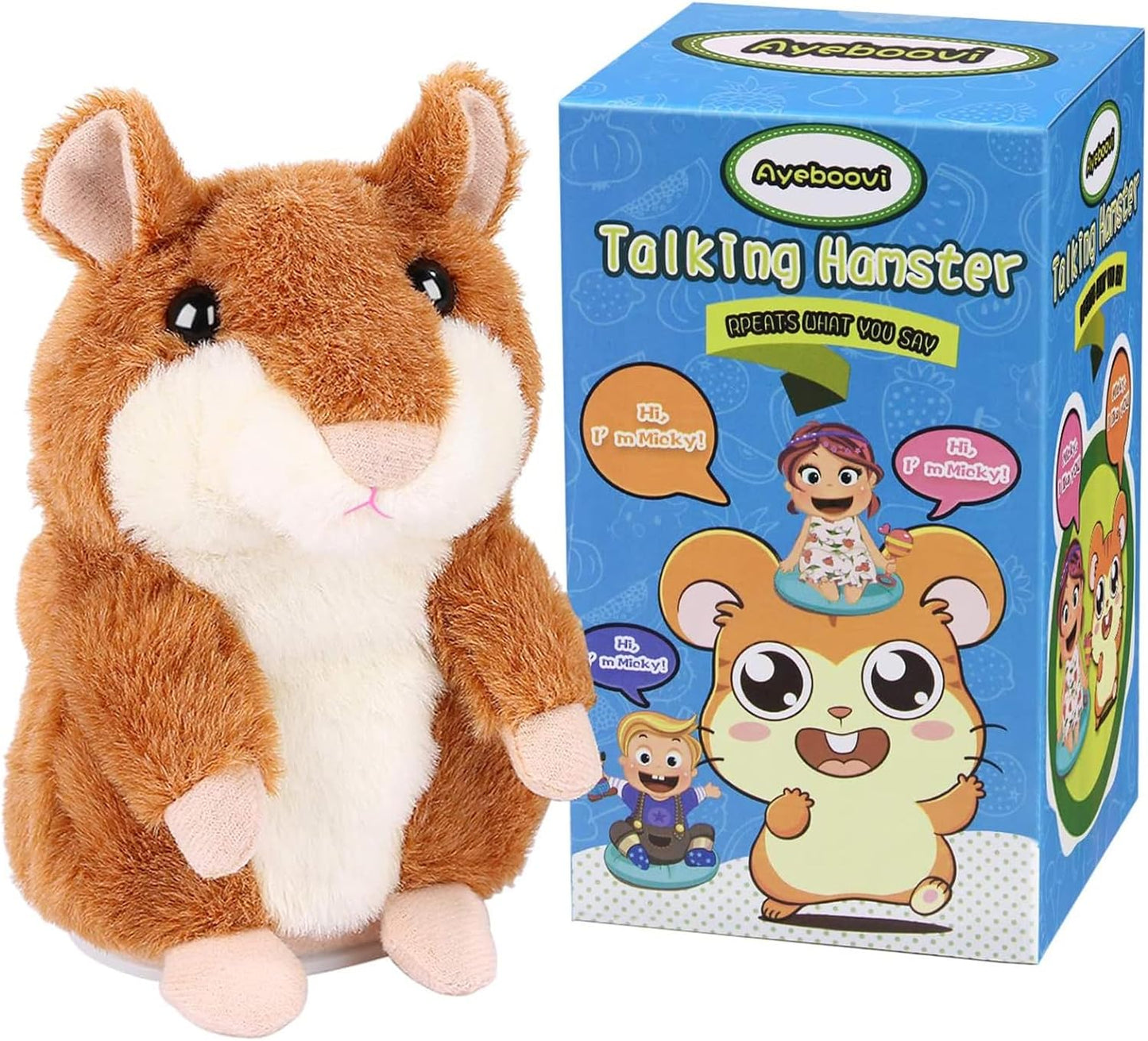 Ayeboovi Toddler Toys Talking Hamster Repeats What You Say Interactive Fun Kids Toys for Ages 2-4 Christmas Birthday Gift | Stuffed Animals Autism Toy Gifts for 2 3 4 5+ Year Old Girls Boys