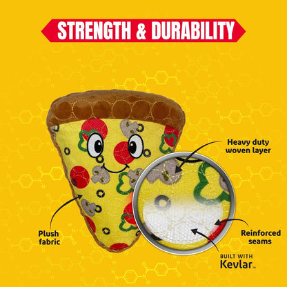 Bite Force -Durable & Strong Dog Toy Pizza Slice with Squeaker, Kevlar-Reinforced for Aggressive Chewers for Small Medium Large Dogs - Green.