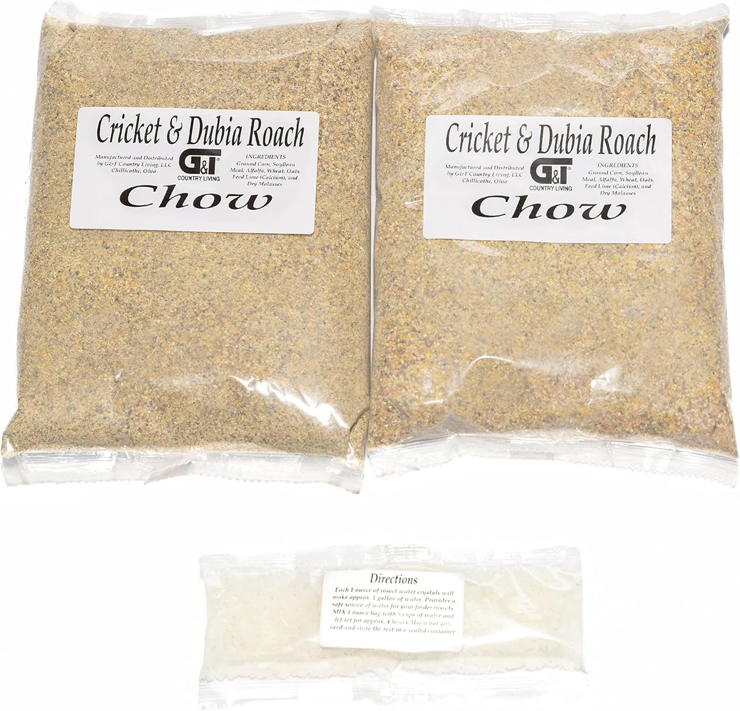 Cricket & Dubia Roach Feed Kit – 2 lb Premium Insect Food with Water Gel Crystals – Gut-Loading Diet for Feeder Crickets, Dubia Roaches, Reptiles, Amphibians, Lizards – GT Country Living