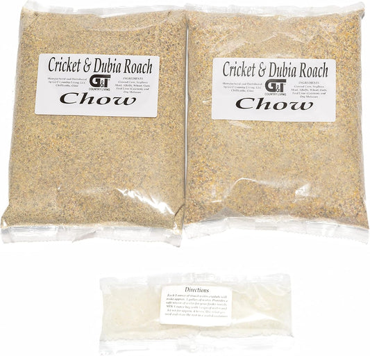 Cricket & Dubia Roach Feed Kit – 2 lb Premium Insect Food with Water Gel Crystals – Gut-Loading Diet for Feeder Crickets, Dubia Roaches, Reptiles, Amphibians, Lizards – GT Country Living