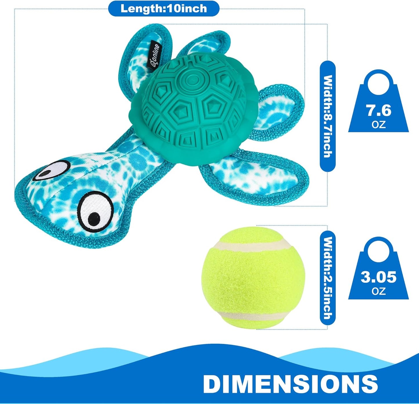 Dog Chew Toys,Puppy Teeth Chew Toys Durable Rubber Material Turtle Shape Dog Toys with 2 Tennis Ball (Green)