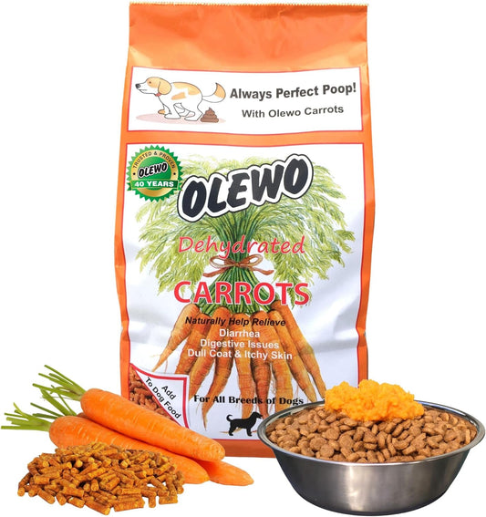 Olewo Original Carrots for Dogs – Fiber for Perfect Poop, Dehydrated Dog Food Toppers for Picky Eaters, Natural Skin & Coat Support, Multivitamin, Probiotics for Digestive & Gut Health, 1 lb